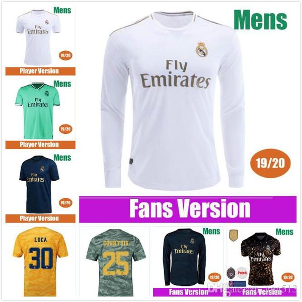 

19 20 hazard real madrid soccer jersey 4th kit bale 2019 2020 fans & player version benzema jovic football kit uniforms mendy long jersey, Black;red