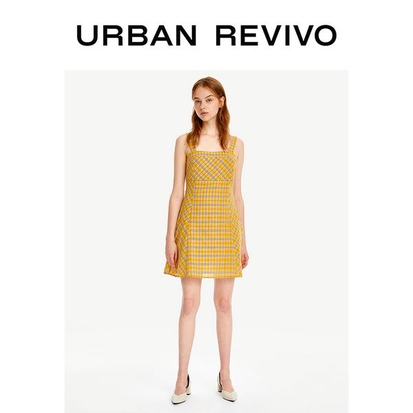 

ur new summer youth colour block check strap flared dress yu22r7bn2001, Black;gray