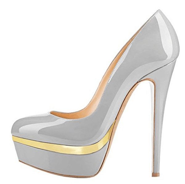 

spring new style shoes woman platform round toe fashion slip on nude white grey pumps big size 40-45, Black