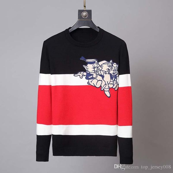 

q6europe and america 19ss men's sweater casual fashion summer men's sweater pullover clothes printed sweater man top, White;black