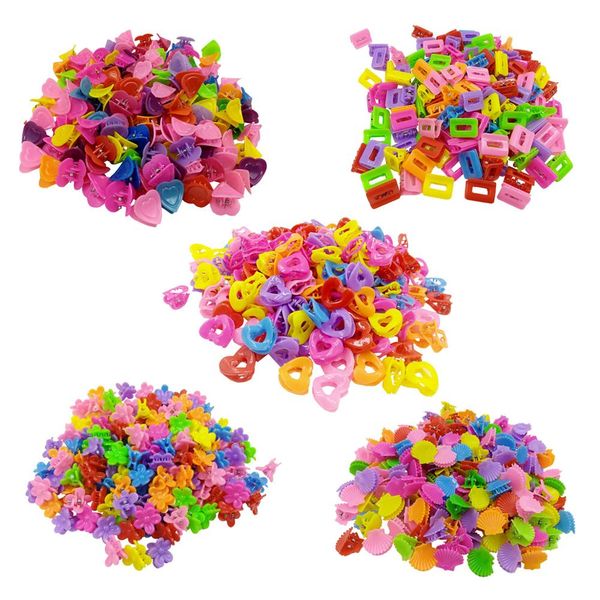 

10 pcs/lot cute blossom shell star butterfly hair claw for women girls hairpins candy color plastic hair clips hair accessories, Slivery;white