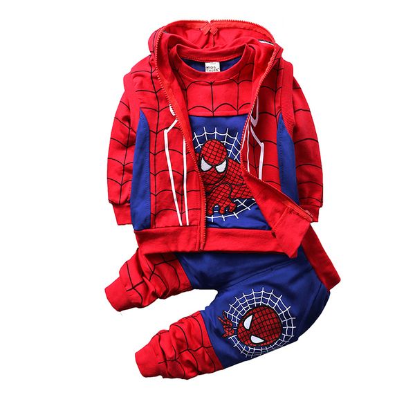 

spiderman baby boys clothing sets cotton sport suit children cool spider man cosplay costume 3pcs kids tracksuit clothes jt-379 t200104, White