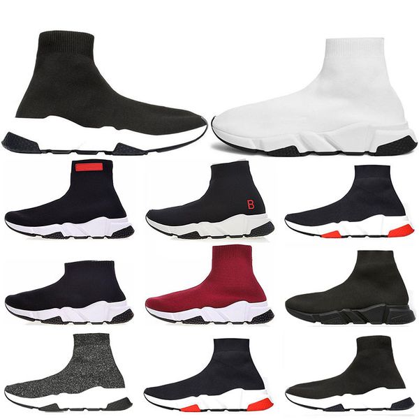 

promotion new 2019 speed trainer luxury shoes red grey black white flat classic socks boots sneakers women trainers runner size 36-45, White;red