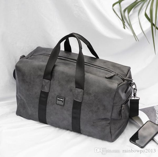 

factory wholesale men handbag retro gray men travel bag wet and dry separation leather fashion fitness bag outdoor travel leisure travel bag
