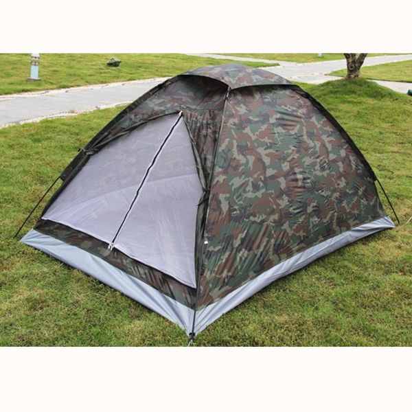 

2 people single layer tent oxford cloth pu waterproof coating 4 seasons camouflage camping hiking tent outdoor 200*140*110cm