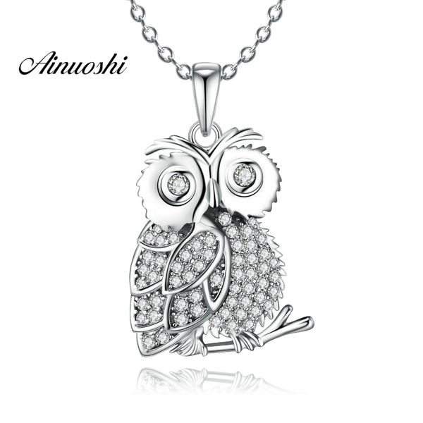 

ainuoshi роскошные 925 серебряный кулон ожерелье sterling для женщин прекрасный eagle nighthaw длинные цепи ожерелье свадебные серебряные юв, Silver