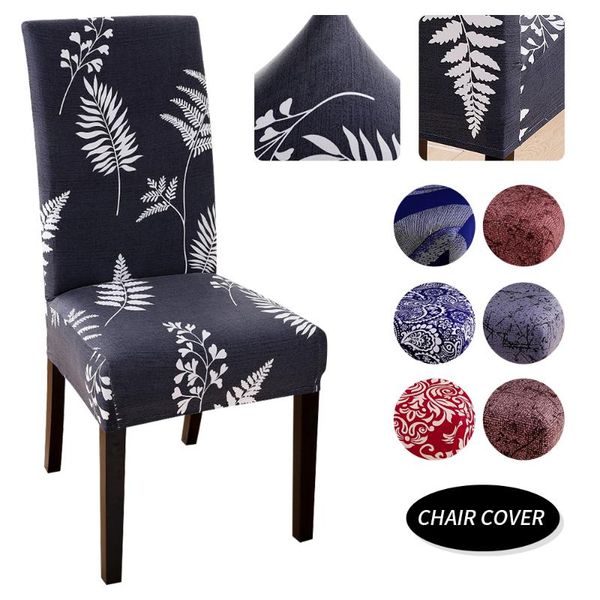 

1/2/4/6pcs printing stretch elastic chair cover polyester spandex seat cover for wedding dining banquet leaf feather chair