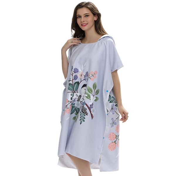 

flower and bird printing changing robe bath towel fashion outdoor hooded beach towel poncho women bathrobe towels
