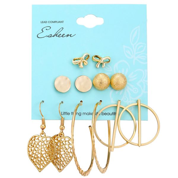 

earring product originality exaggeration punk wind paillette bow leaf ear nail suit 6 yes dress, Golden