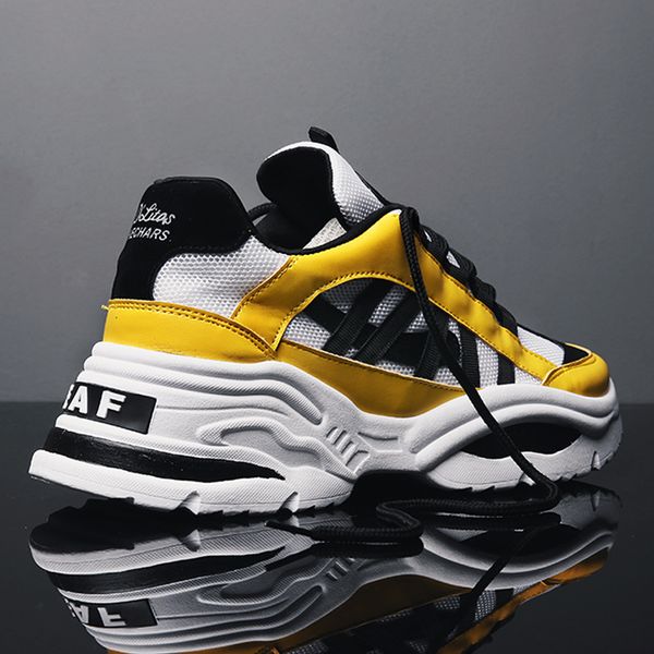 

brand casual shoes men yellow sneakers black white walking footwear breathable mesh sneakers chaussure homme men shoes