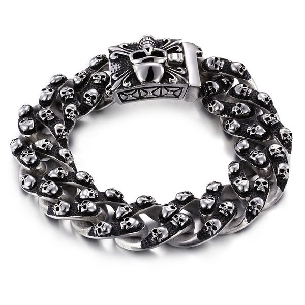 

22cm stainless steel bracelet for men skull vintage style black snake chain bracelets & bangles punk rock jewelry