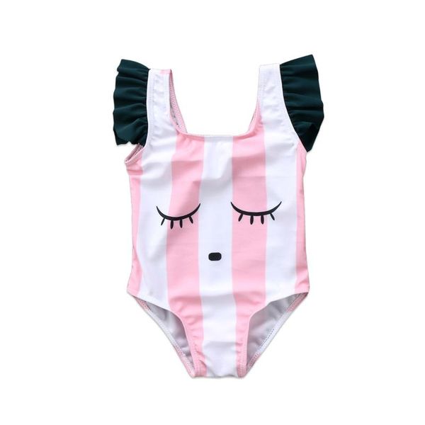 

2020 summer baby girls swimwear one piece cute eyes print kids swimming wear children bathing suit beachwear 0-3y