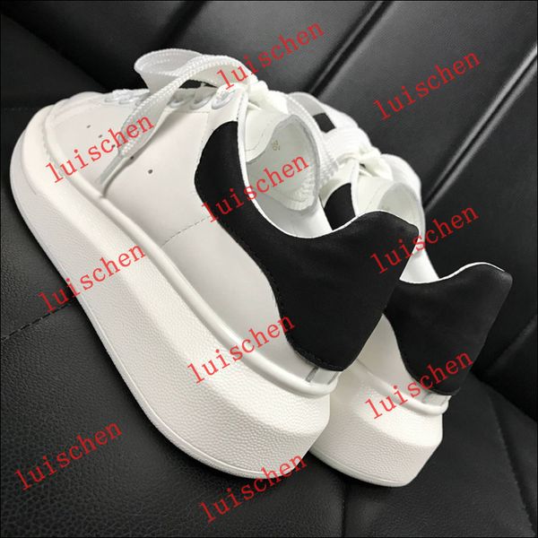 

promotion2019 luxury designer women mens trainers white leather platform shoes flat casual party wedding shoes suede casual shoes, Black