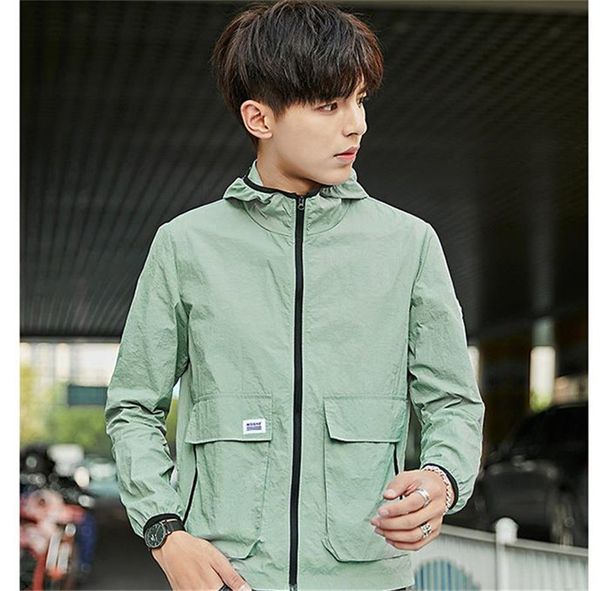 

Fashion Designer Solid Color Jackets Hooded Long Sleeve Mens Coats Spring Mens Outwear with Zipper