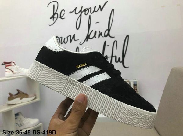 

2019 samba rose mens athletic shoes for womens thick bottom fashion snake pink sneaker samba rose skateboarding designer casual shoes 36-45, Black