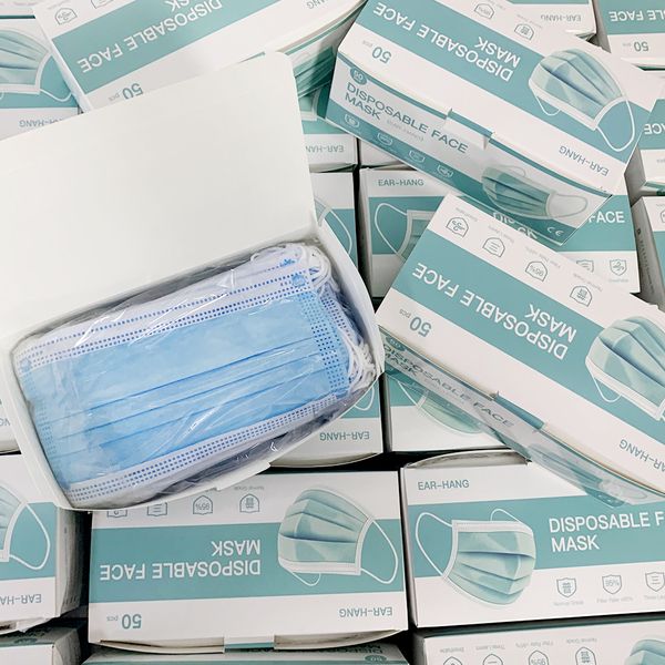 

1000pcs disposable mask fast delivery 3-layer mask 50pcs face mouth masks non woven disposable anti-dust meltblown disposable mask