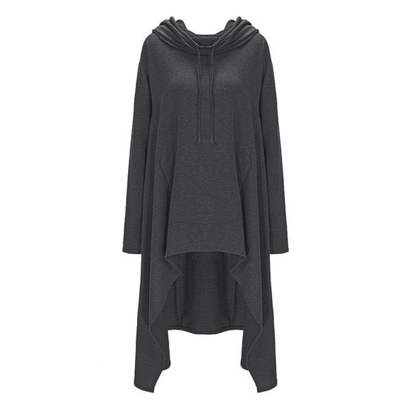 

autumn winter warm sweatshirt long-sleeved dress woman clothing hooded collar pocket design simple woman dress 2019 new, Black