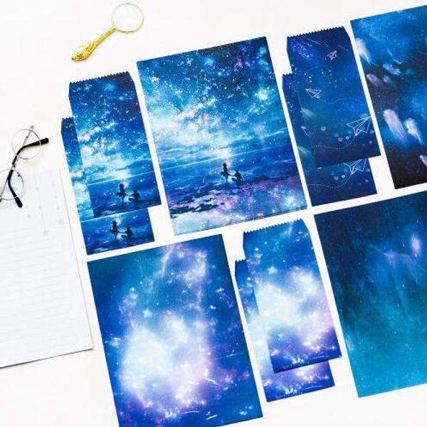 

12 pcs/set 4 envelopes + 8 writting paper romantic starry sky series envelope for gift korean stationery
