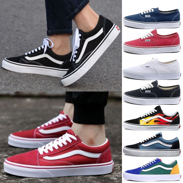 

wholesale brand van off the wall old skool casual shoes for men women canvas sneakers yacht club marshmallow fashion skate sports sneakers, White;red