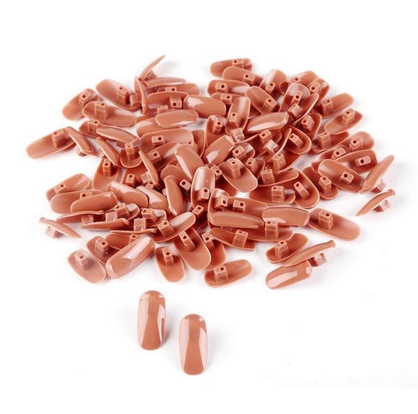 

replacement refill nail tips for flexible nail training practice hand, fake nails tips for diy training manicure art tool (100 pcs), Red;gold