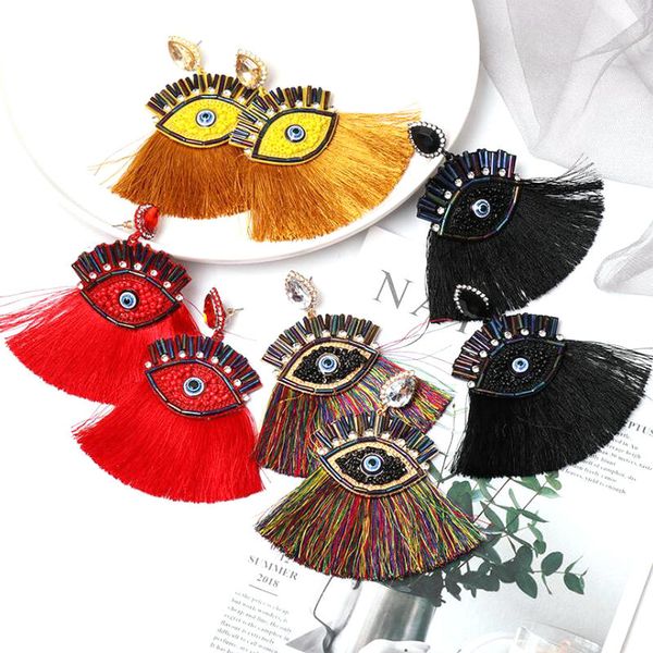 

oorbellen big tassel eye earrings for women long earrings zinc alloy drop fashion bohemian jewelry 2019 gifts, Silver