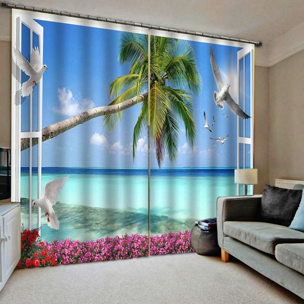 

blackout curtain drapes living room bedroom decor 2 panels hookswindow curtains window beach curtains tree