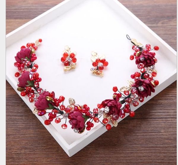 

bride ring headdress korean flower bride hair ribbon wedding jewelry, Slivery;golden