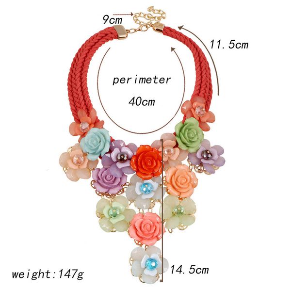 

acrylic flowers cotton rope woven short deserve to act the role of women necklace collarbone chain accessories11, Golden;silver