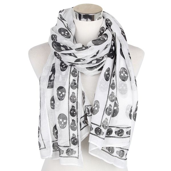 

winfox 2018 new fashionable black white skull scarf for womens ladies