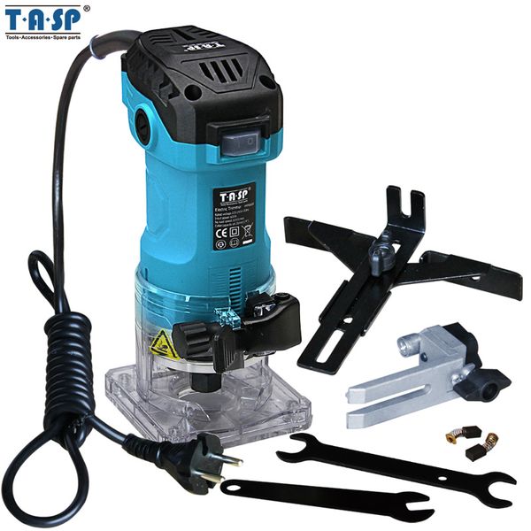 

tasp 600w electric laminate edge trimmer mini wood router 6.35mm collet carving machine carpentry woodworking power tools