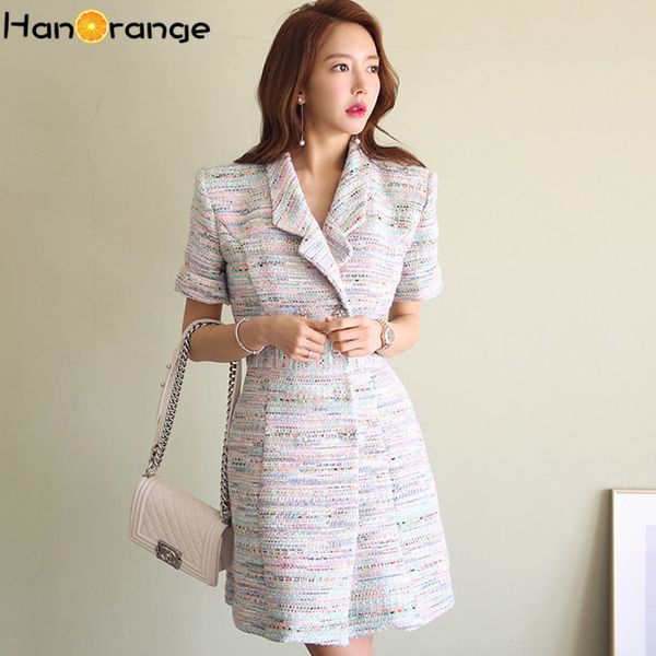 

short sleeve women woolen long blazer 2020 spring summer temperament double breasted coarse-woven fashion suit jacket, White;black
