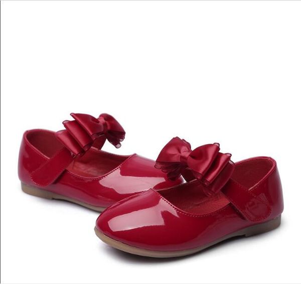 

new children shoes autumn girls princess leather shoes bow kids dress wedding girls casual princess soft bottom, Black;grey