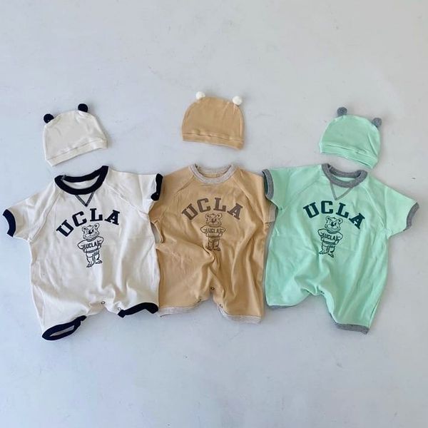 

2020 new baby girls boys printed romper cotton summer kids jumpsuit 0-2t, Blue