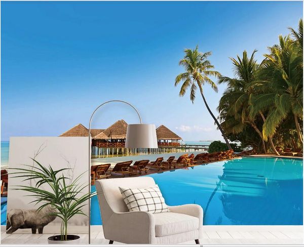 

3d wallpaper custom p mediterranean chalet lounge chair coconut wind seascape home decor 3d wall murals wallpaper for walls 3 d