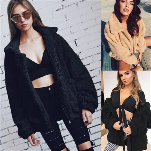 

solid color womens designer jackets thick womens cardigan loose coat casual womens clothing, Black;brown