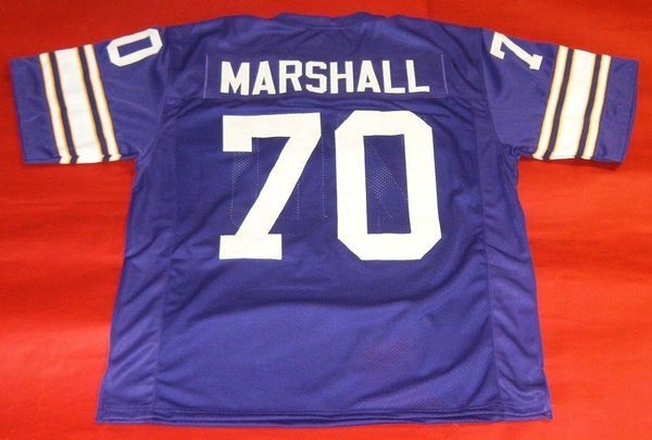 

дешевые ретро # 70 джим marshall custom mitchell нсс джерси фиолетовый mens строчка top s-5xl, 6xl трикотажные изделия футбола идущие, Black;blue
