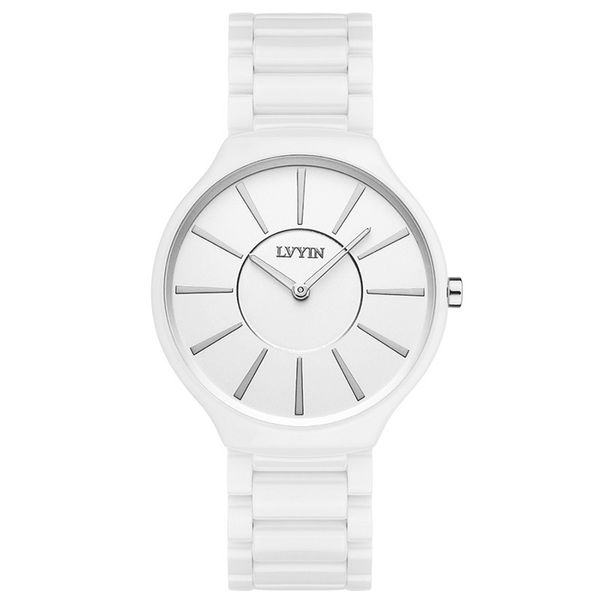 

lvyin brand couple watches waterproof quartz ladies men's wristwatch women men watch ceramic black white luxury woman man watch, Slivery;brown