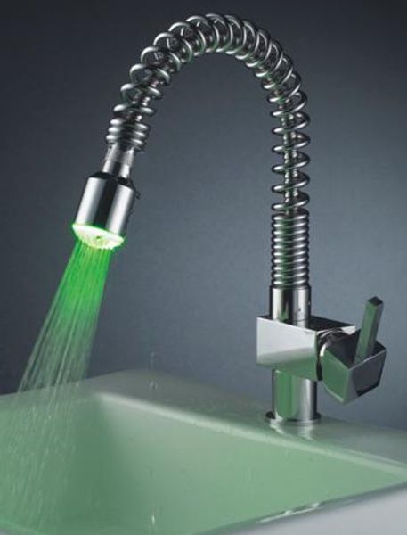 

retail packing pull out spray chrome color brass led light kitchen sink faucet mixer tap lx-2218s