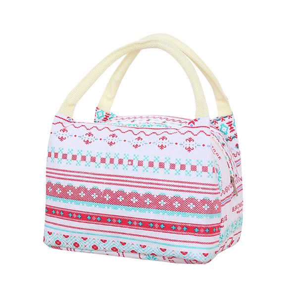 

tote picnic portable women printed kids cooler with zipper lunch bag case box storage thermal insulated adults, Blue;pink