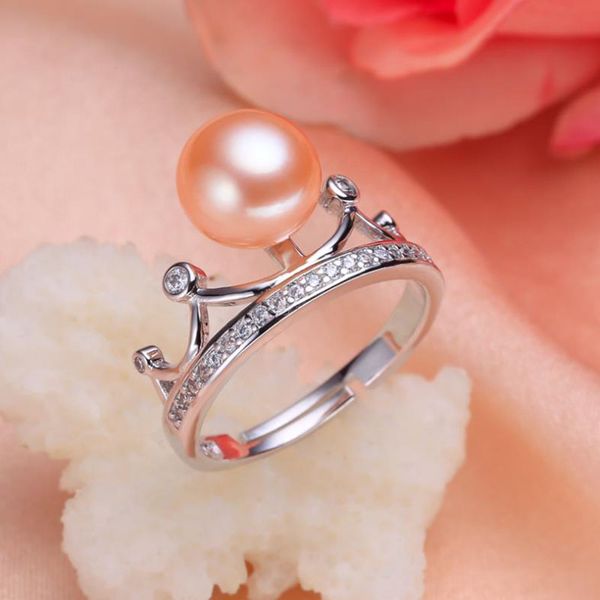 

women gift word 925 sterling silver real [bright pearl] natural freshwater pearl rings, rings 925 silver, fashion models can be, Golden;silver