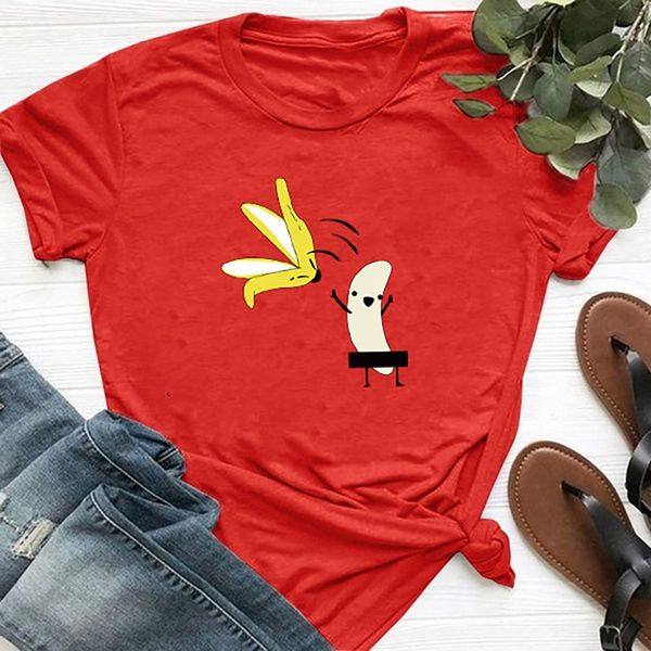 

size women t-shirt cartoon banana pattern print funny t-shirt women o-neck short sleeve casual cute tshirt, Black;blue