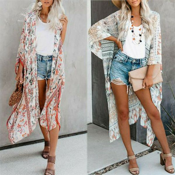 

women summer new bekini set swimming suit cover up floral open stitch long length beach cover up, Blue;gray