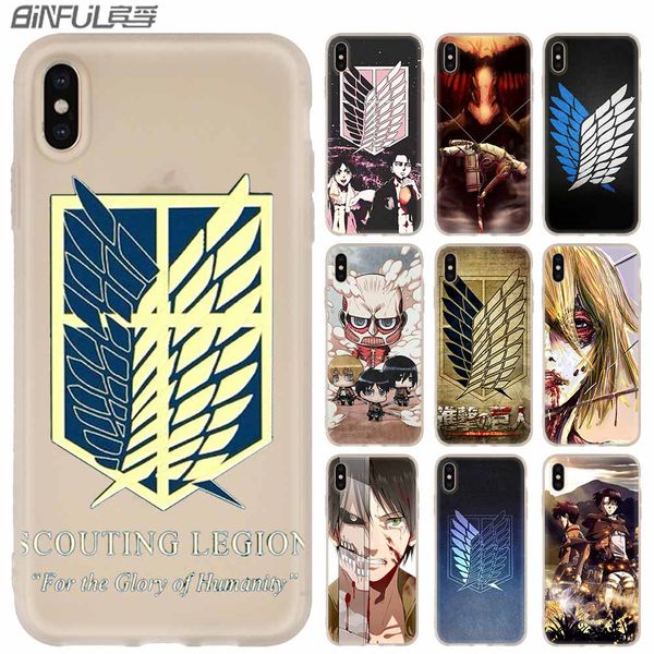 

japanese anime new attack on titan phone cases luxury silicone soft cover for iphone xi r 2019 x xs max xr 6 6s 7 8 plus 5 4s se coque