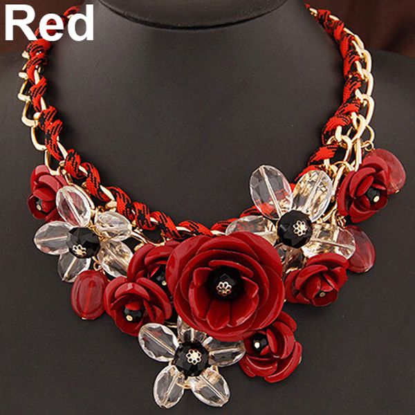 

women statement choker flower necklace bib collar pendant fashion jewelry, Silver