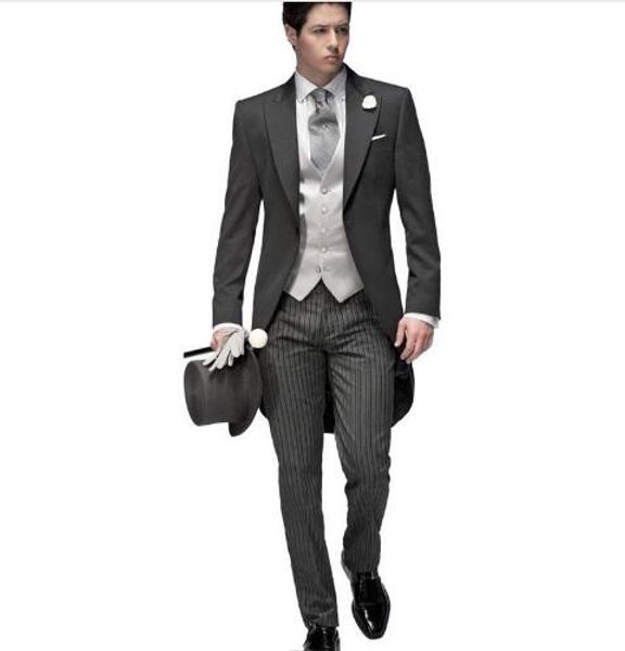 

costume homme gray black wedding suits for men 3 piece trajes de hombre anzug herren men suits 2019 (jacket+pants+vest, White;black