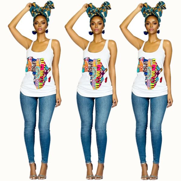 

2019 fashion style summer african women cotton printing t-shirt s-l, Red