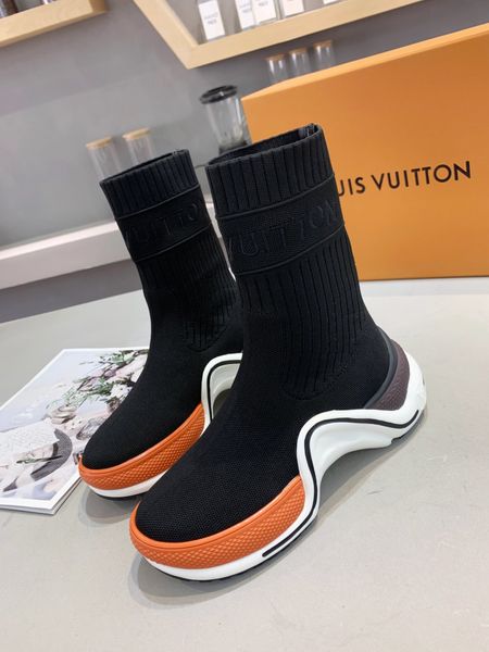 

fast delivery new style luxury high-end women's casual sports shoes star fashion design brand platform socks shoes size: 35-40 kftew, Black