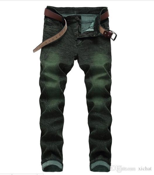 

big size jeans 2018 autumn new men's washed elasticity jeans denim pants slim casual streight leg jeans size 28-42 6671, Blue