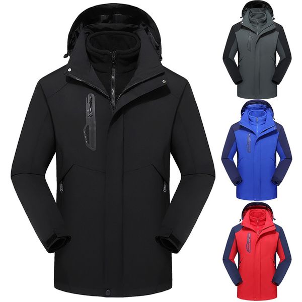 

mens jackets and coats patchwork waterproof hoodie hat detachable breathable sport outdoor coat casaco masculino jaqueta, Black;brown