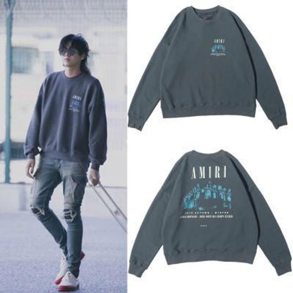 

limited амири крис ву дизайнер мужской же типа толстовки killardeau печати wash сделать старый город тотем улица осенью и зимой фуфайка, Black